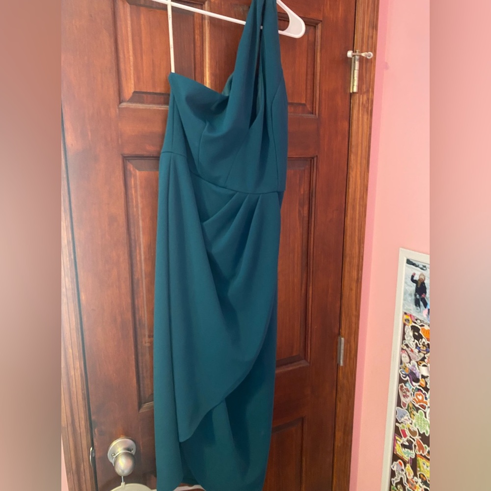 Lulu's One Shoulder Teal Dress
